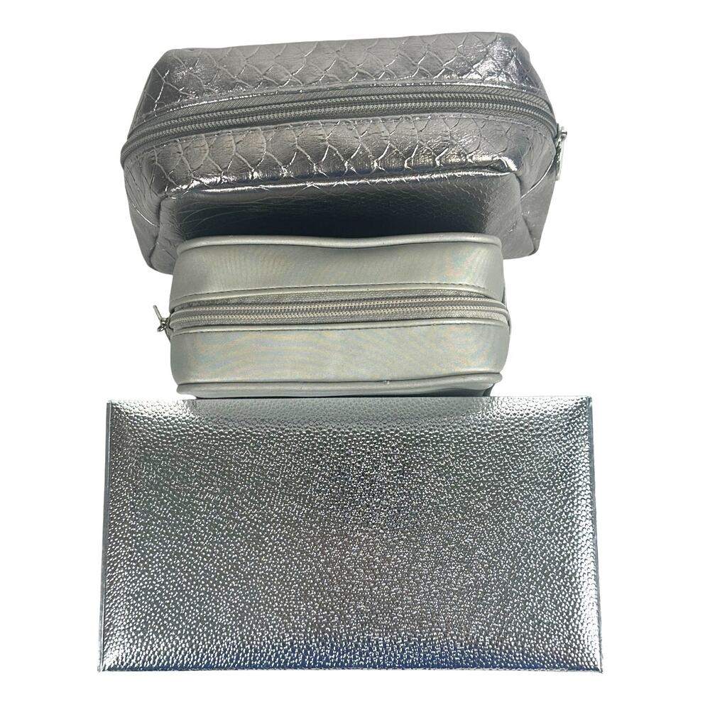 LaPrairie Cosmetic Bags (2) plus LaPrairie Silver Box (1)-Set of 3